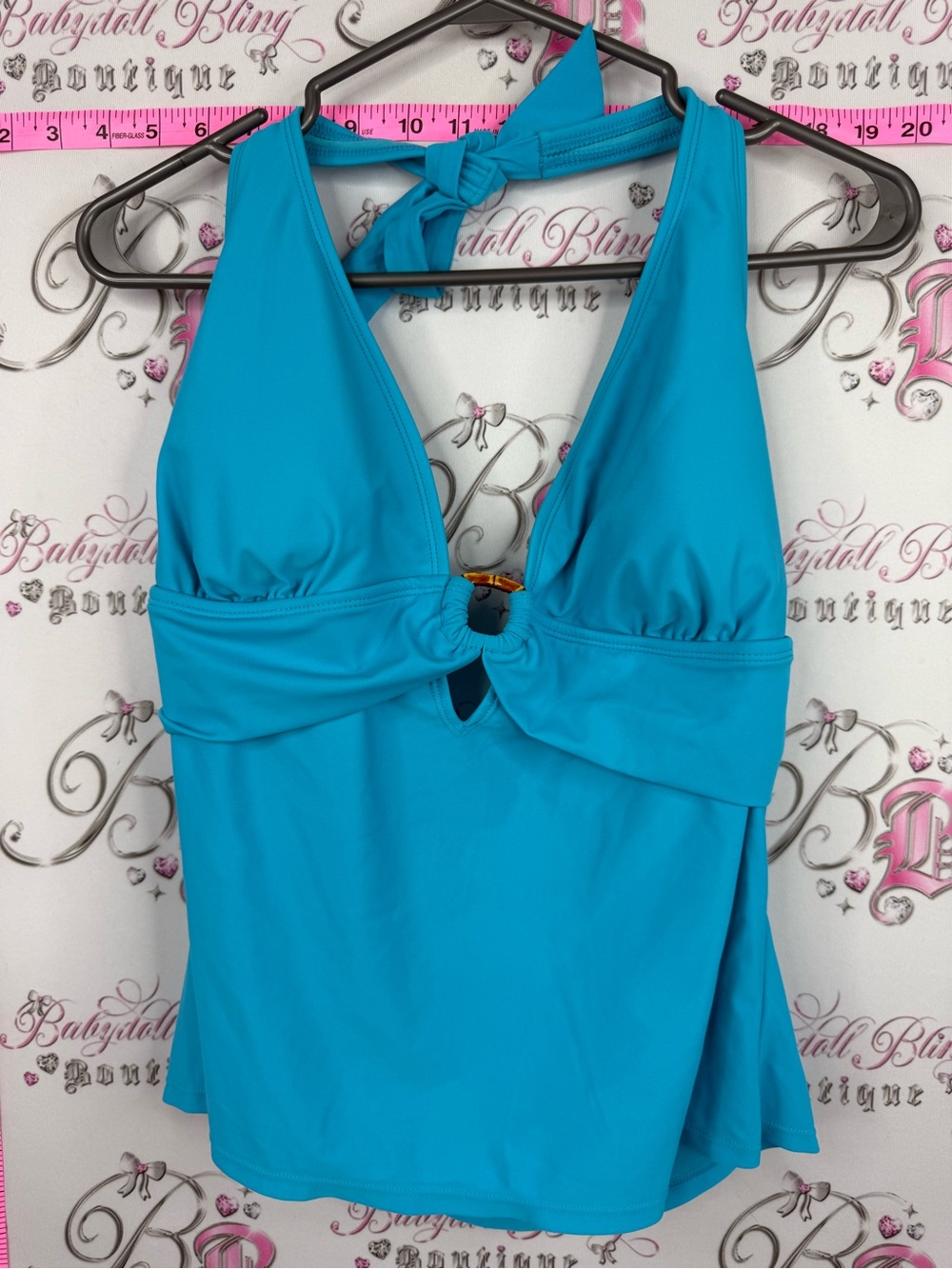 Athletic Works Tankini top aqua Bright Turquoise Halter Tank Top